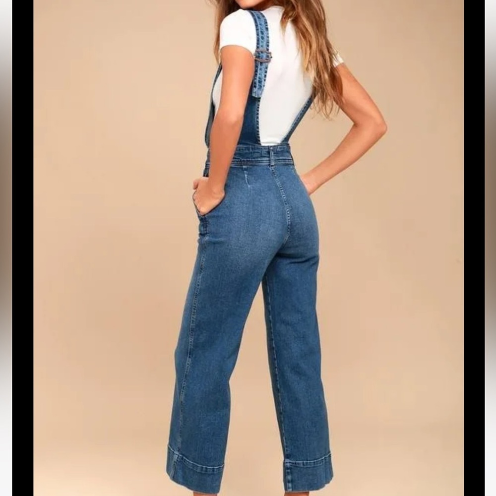 Free People A-Line Medium Wash Overalls